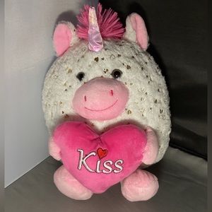 Kiss Love Romantic Unicorn Plush Chubby Fat 10" Valentine Cute Gift Toy